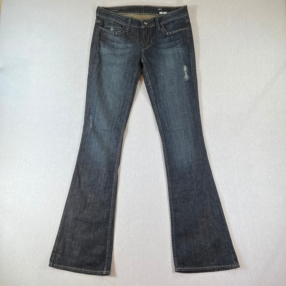 William Rast Jeans Women 26 Georgia Bootcut Flare Dark Wash Distressed 33" Ins